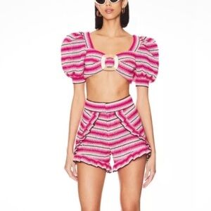 PatBO Crochet Puff Sleeve Set – Top + Shorts (Size 4)